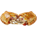 Calzone mit Putenschinken, Ei und Pilzen
